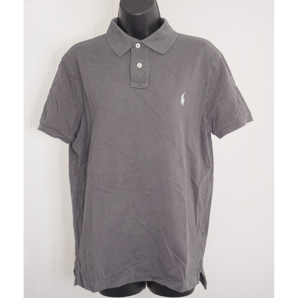 Polo Ralph Lauren Medium Gray Cotton Mesh Custom Slim Fit Polo Shirt
